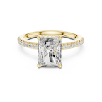 Radiant Cut Engagement Ring with Hidden Halo and Pave Band in 14K White Gold