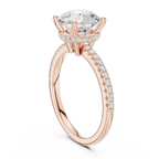 Round Brilliant Cut Engagement Ring with  Pave Band in 14K Rose Gold
