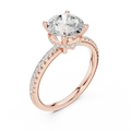 Round Brilliant Cut Engagement Ring with  Pave Band in 14K Rose Gold