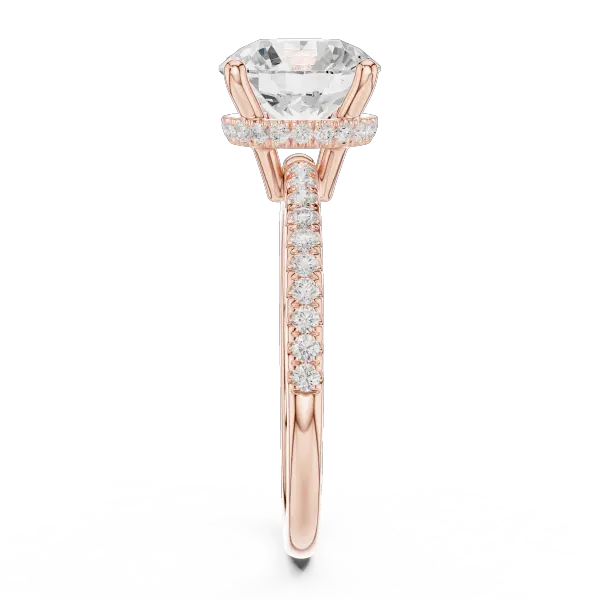 Round Brilliant Cut Engagement Ring with  Pave Band in 14K Rose Gold