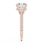 Round Brilliant Cut Engagement Ring with  Pave Band in 14K Rose Gold