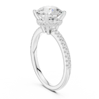 Round Brilliant Cut Engagement Ring with  Pave Band in 14K Rose Gold