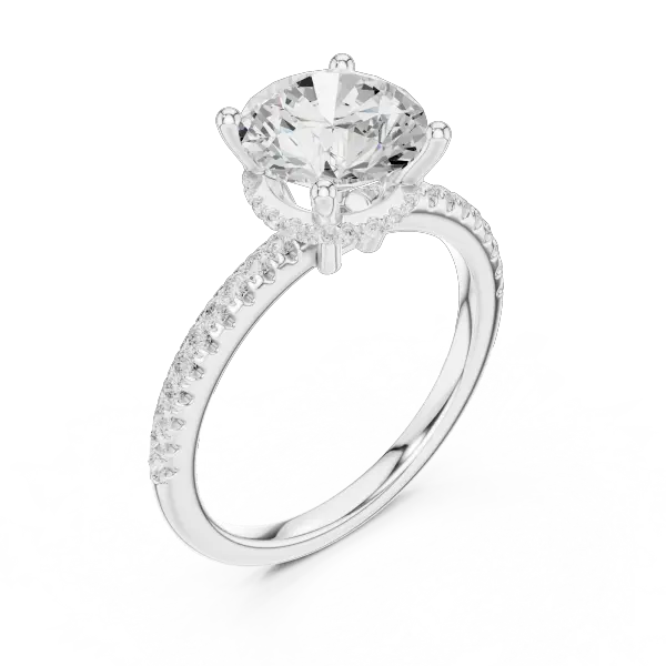 Round Brilliant Cut Engagement Ring with  Pave Band in 14K Rose Gold