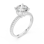 Round Brilliant Cut Engagement Ring with  Pave Band in 14K Rose Gold