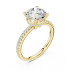 Round Brilliant Cut Engagement Ring with  Pave Band in 14K Rose Gold