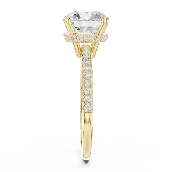 Round Brilliant Cut Engagement Ring with  Pave Band in 14K Rose Gold