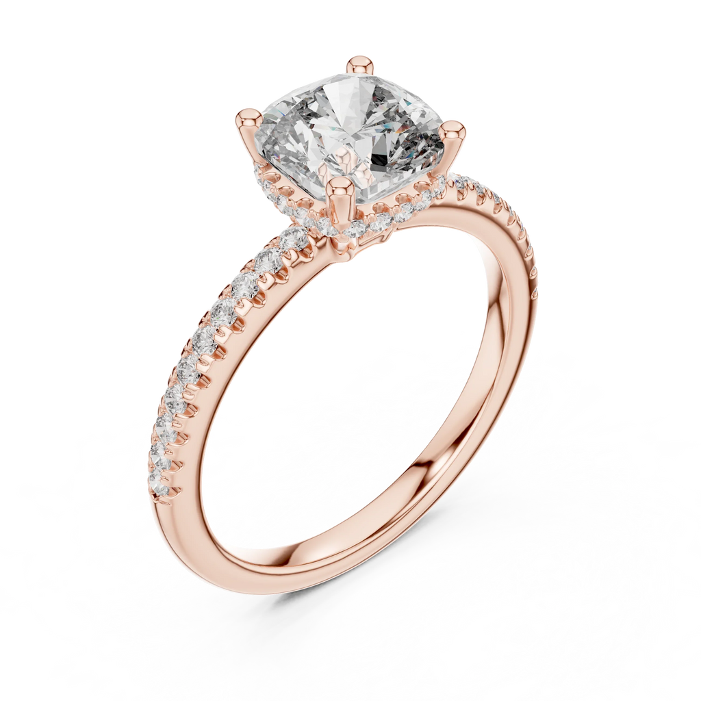 14K Gold Cushion Moissanite 2.30 CT VVS1 Engagement Ring