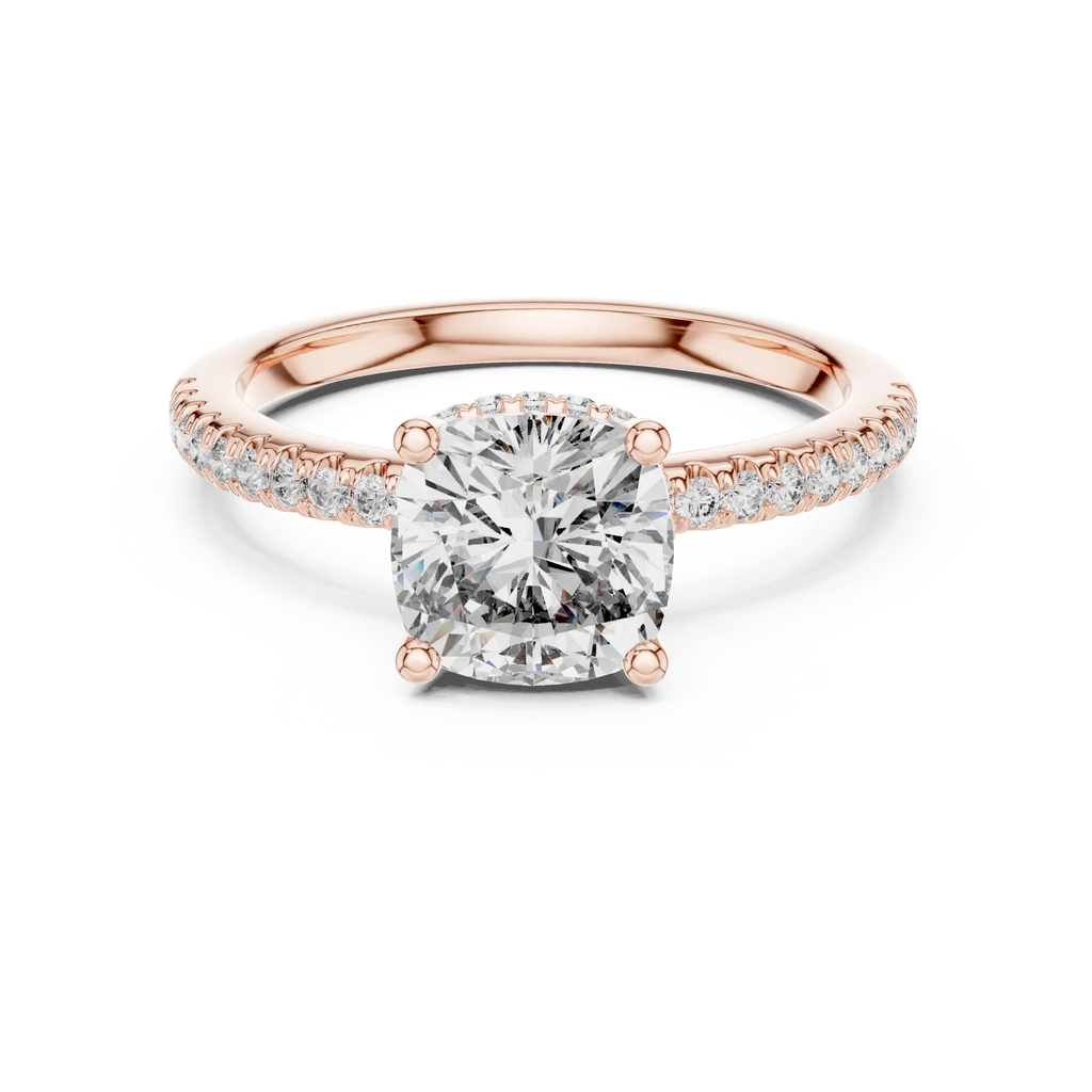 14K Gold Cushion Moissanite 2.30 CT VVS1 Engagement Ring