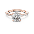 14K Gold Cushion Moissanite 2.30 CT VVS1 Engagement Ring