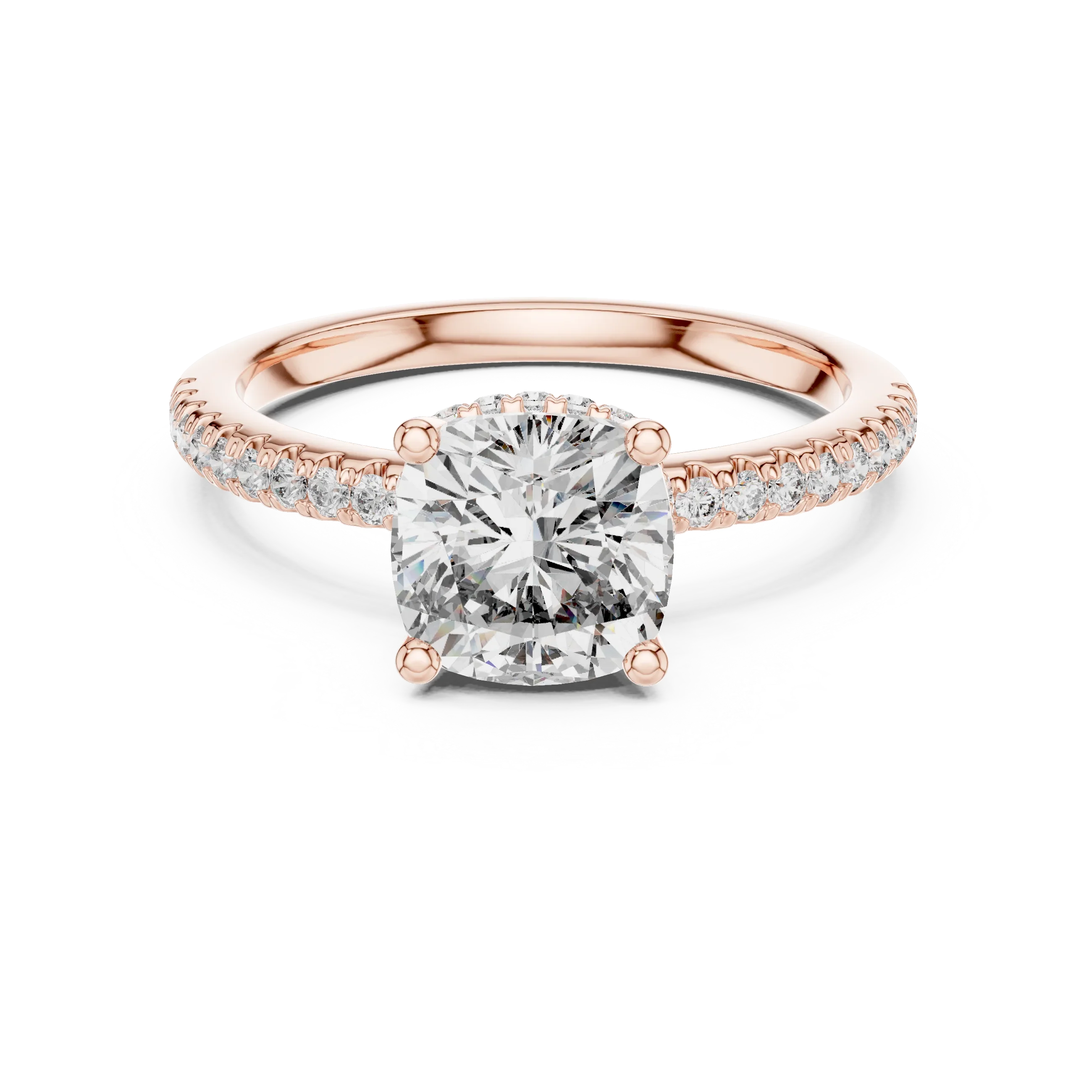 14K Gold Cushion Moissanite 2.30 CT VVS1 Engagement Ring