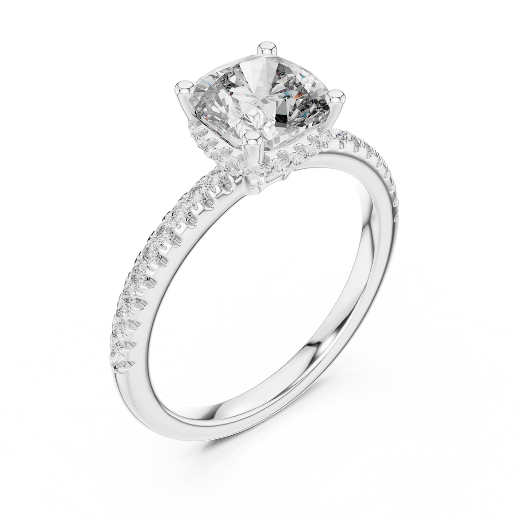 14K Gold Cushion Moissanite 2.30 CT VVS1 Engagement Ring