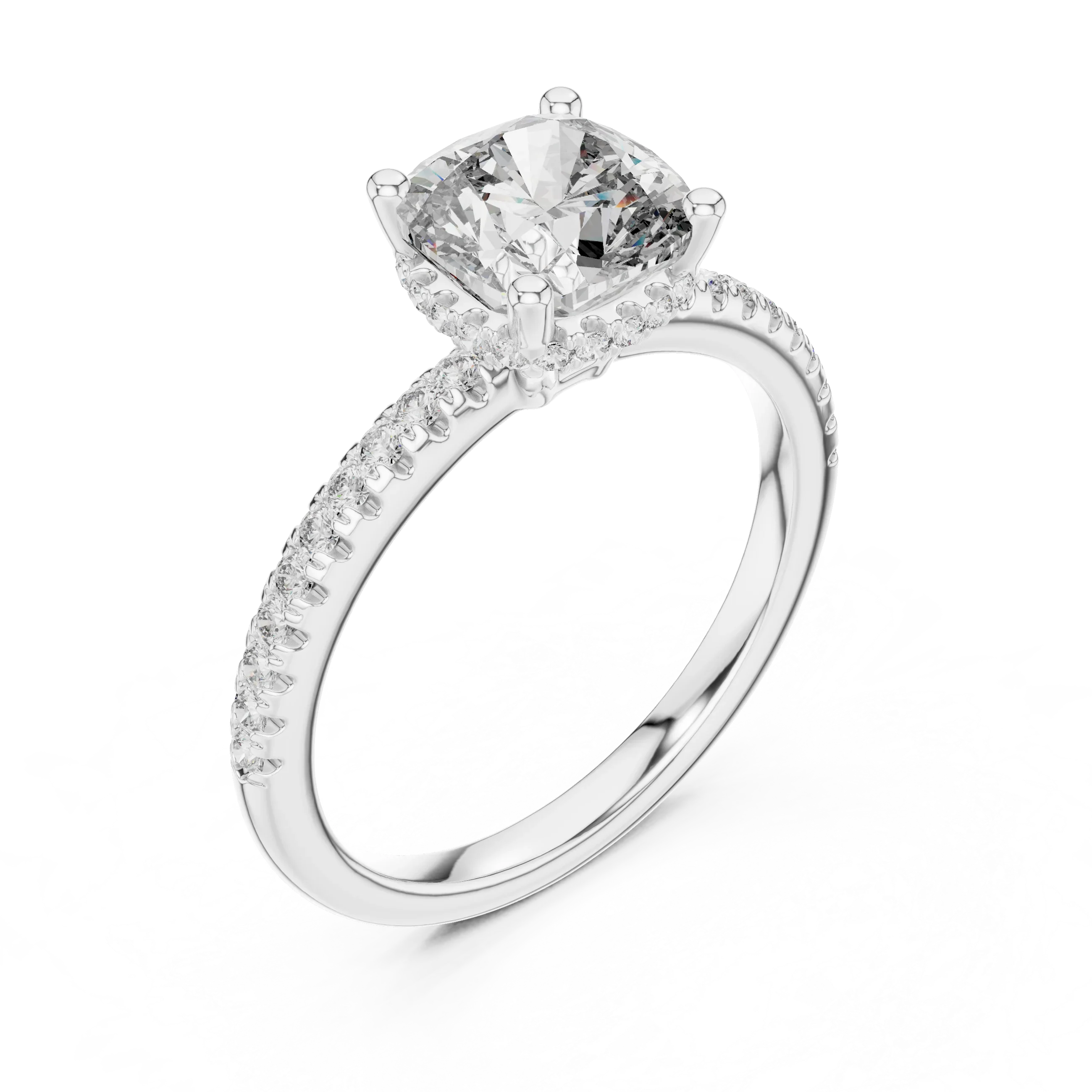 14K Gold Cushion Moissanite 2.30 CT VVS1 Engagement Ring
