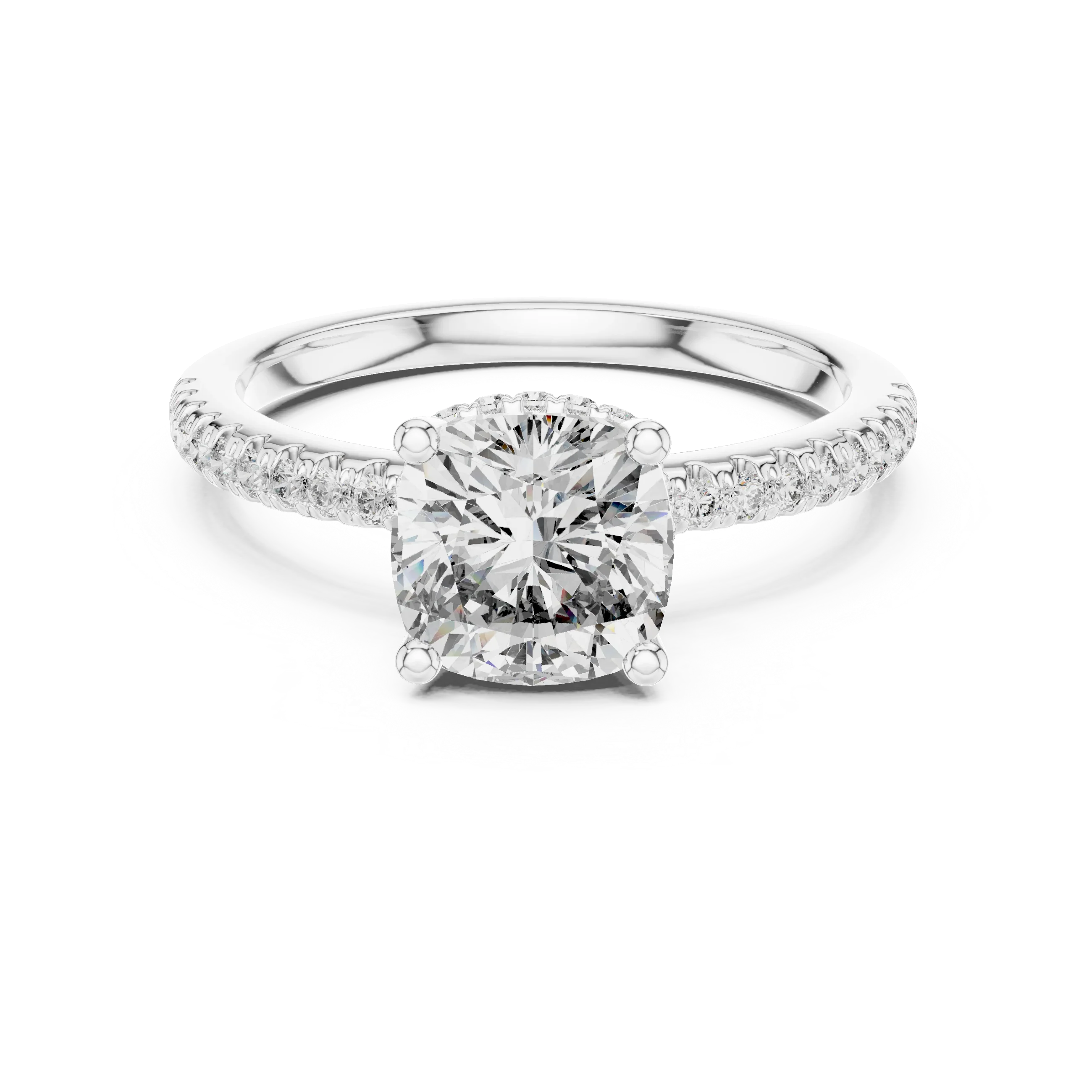 14K Gold Cushion Moissanite 2.30 CT VVS1 Engagement Ring