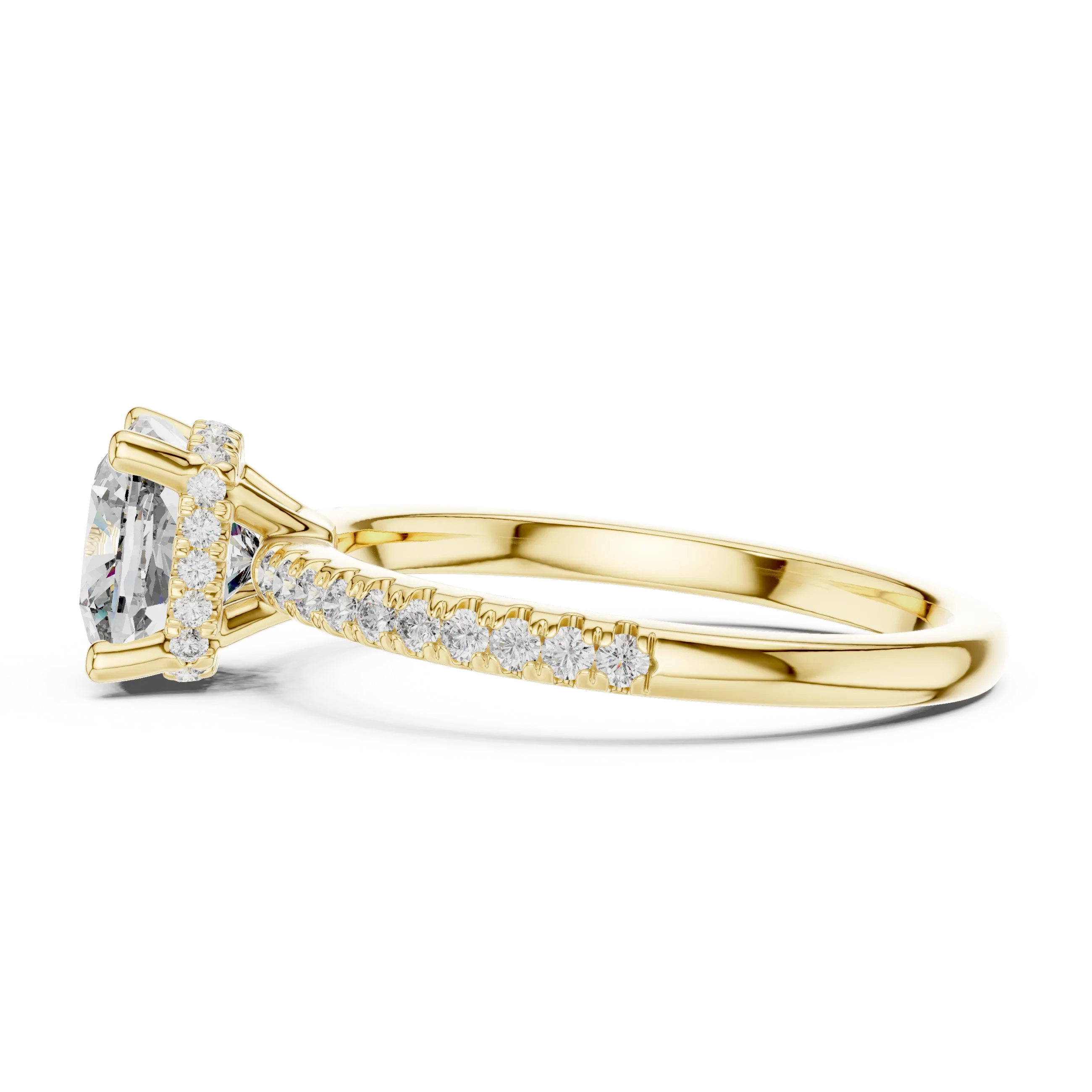 14K Gold Cushion Moissanite 2.30 CT VVS1 Engagement Ring