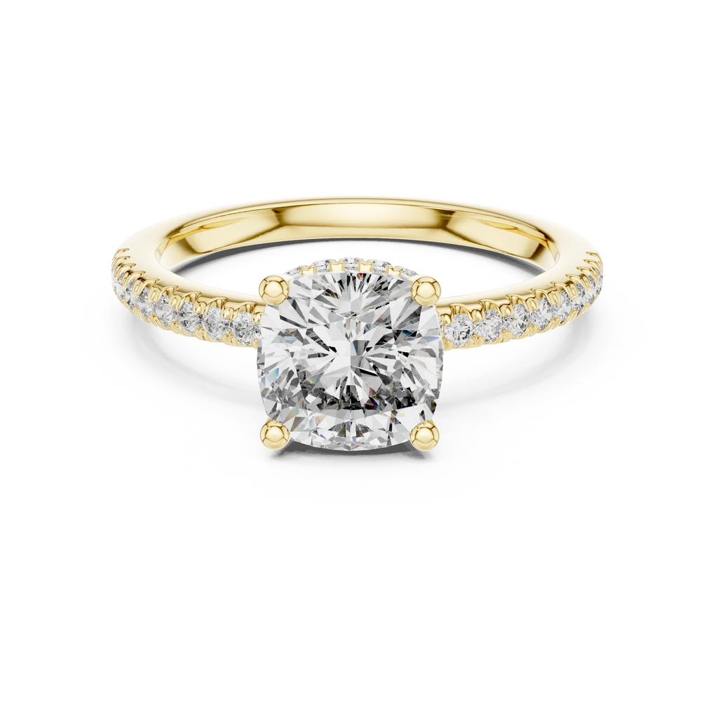 14K Gold Cushion Moissanite 2.30 CT VVS1 Engagement Ring