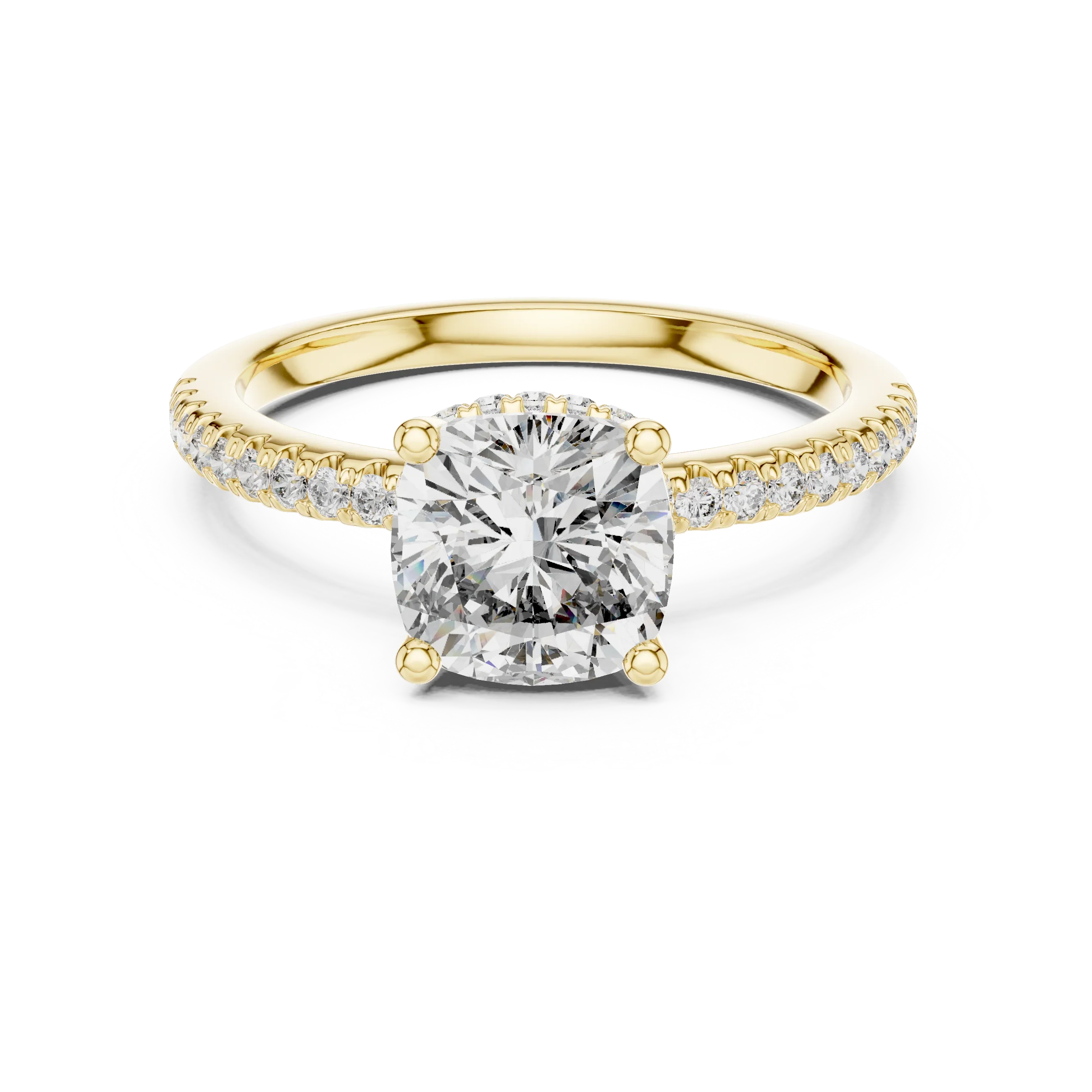 14K Gold Cushion Moissanite 2.30 CT VVS1 Engagement Ring