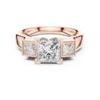 Three-Stone Princess Moissanite 10K White Gold Engagement Ring