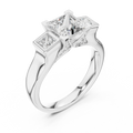 Three-Stone Princess Moissanite 10K White Gold Engagement Ring
