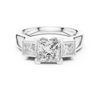 Three-Stone Princess Moissanite 10K White Gold Engagement Ring