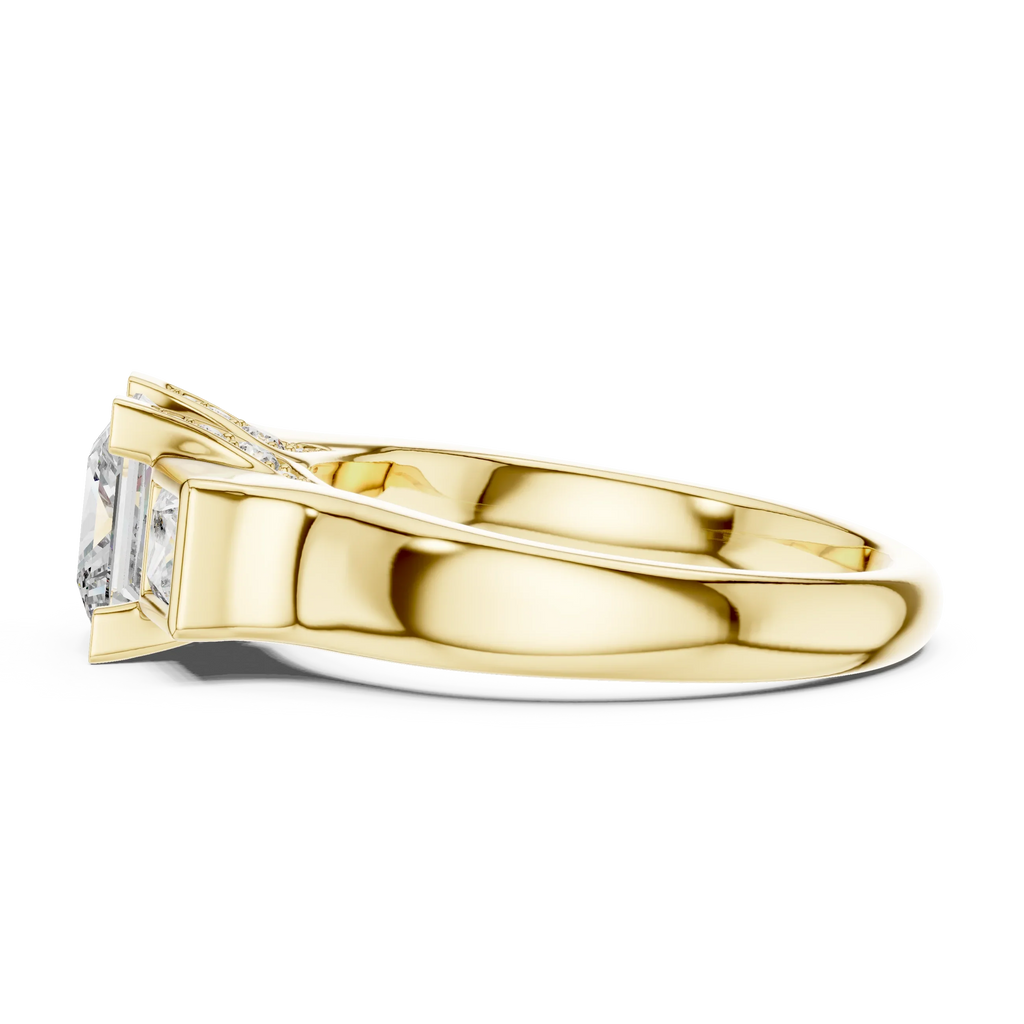 Three-Stone Princess Moissanite 10K White Gold Engagement Ring