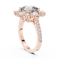 3.25 CT Floral Halo Cushion Lab Diamond Engagement Ring