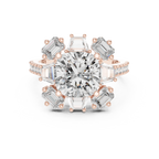 3.25 CT Floral Halo Cushion Lab Diamond Engagement Ring