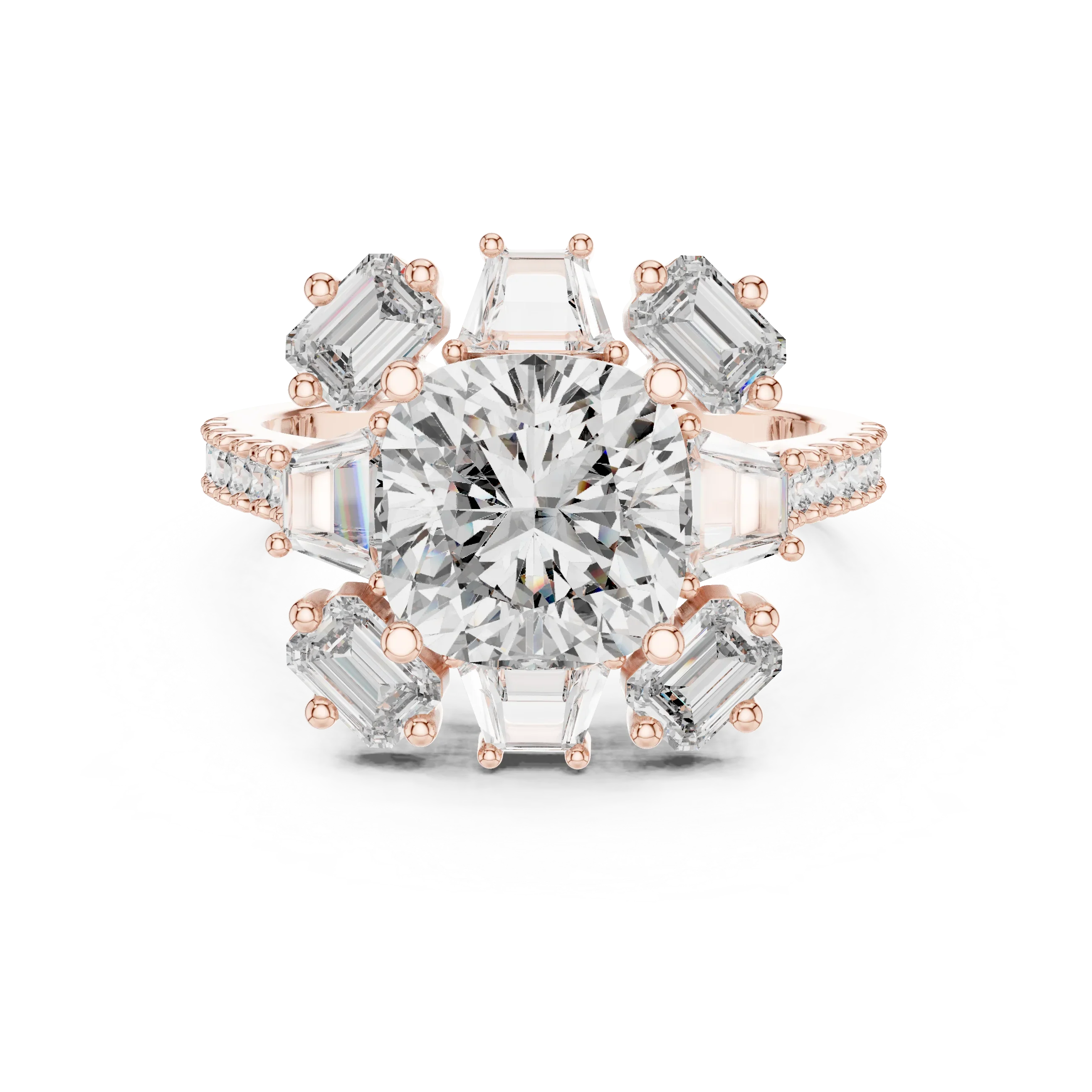 3.25 CT Floral Halo Cushion Lab Diamond Engagement Ring