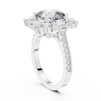 3.25 CT Floral Halo Cushion Lab Diamond Engagement Ring