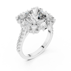 3.25 CT Floral Halo Cushion Lab Diamond Engagement Ring