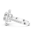 3.25 CT Floral Halo Cushion Lab Diamond Engagement Ring