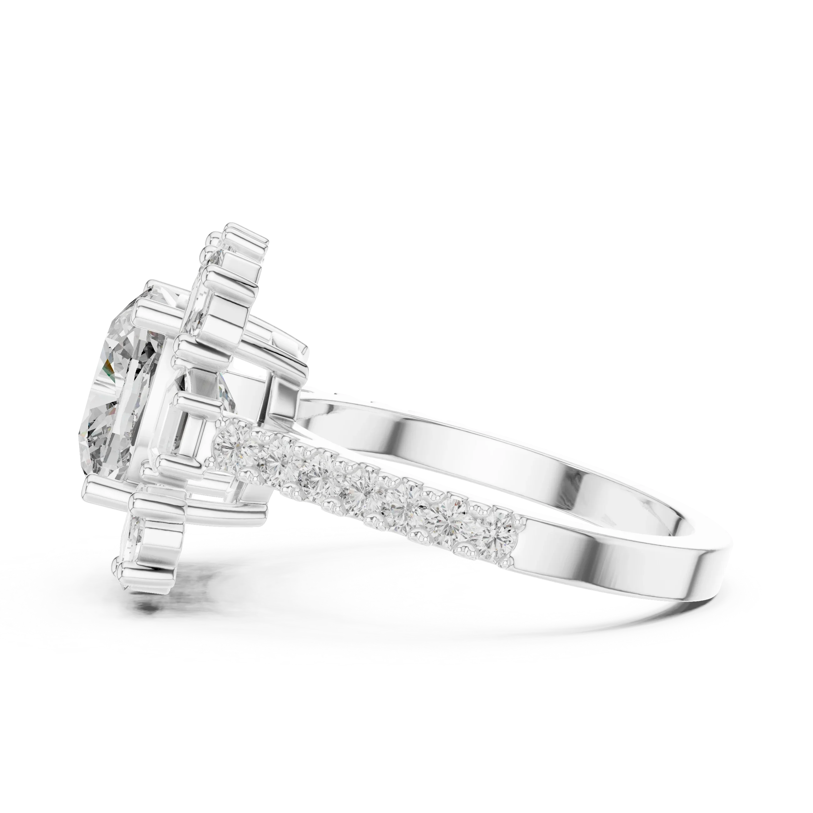 3.25 CT Floral Halo Cushion Lab Diamond Engagement Ring
