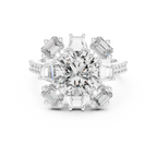 3.25 CT Floral Halo Cushion Lab Diamond Engagement Ring