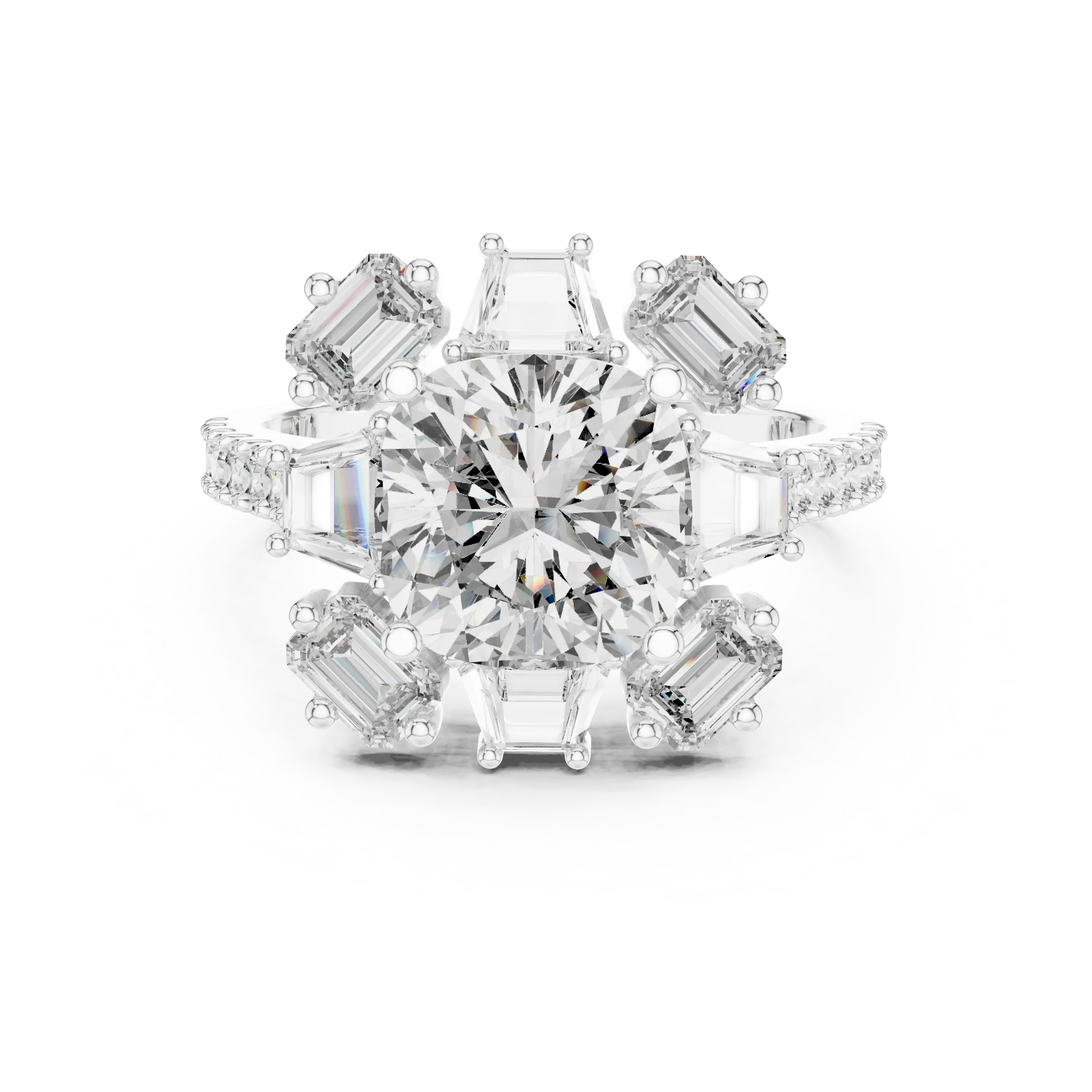 3.25 CT Floral Halo Cushion Lab Diamond Engagement Ring