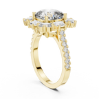 3.25 CT Floral Halo Cushion Lab Diamond Engagement Ring