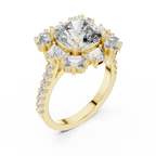 3.25 CT Floral Halo Cushion Lab Diamond Engagement Ring
