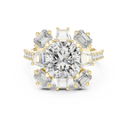 3.25 CT Floral Halo Cushion Lab Diamond Engagement Ring