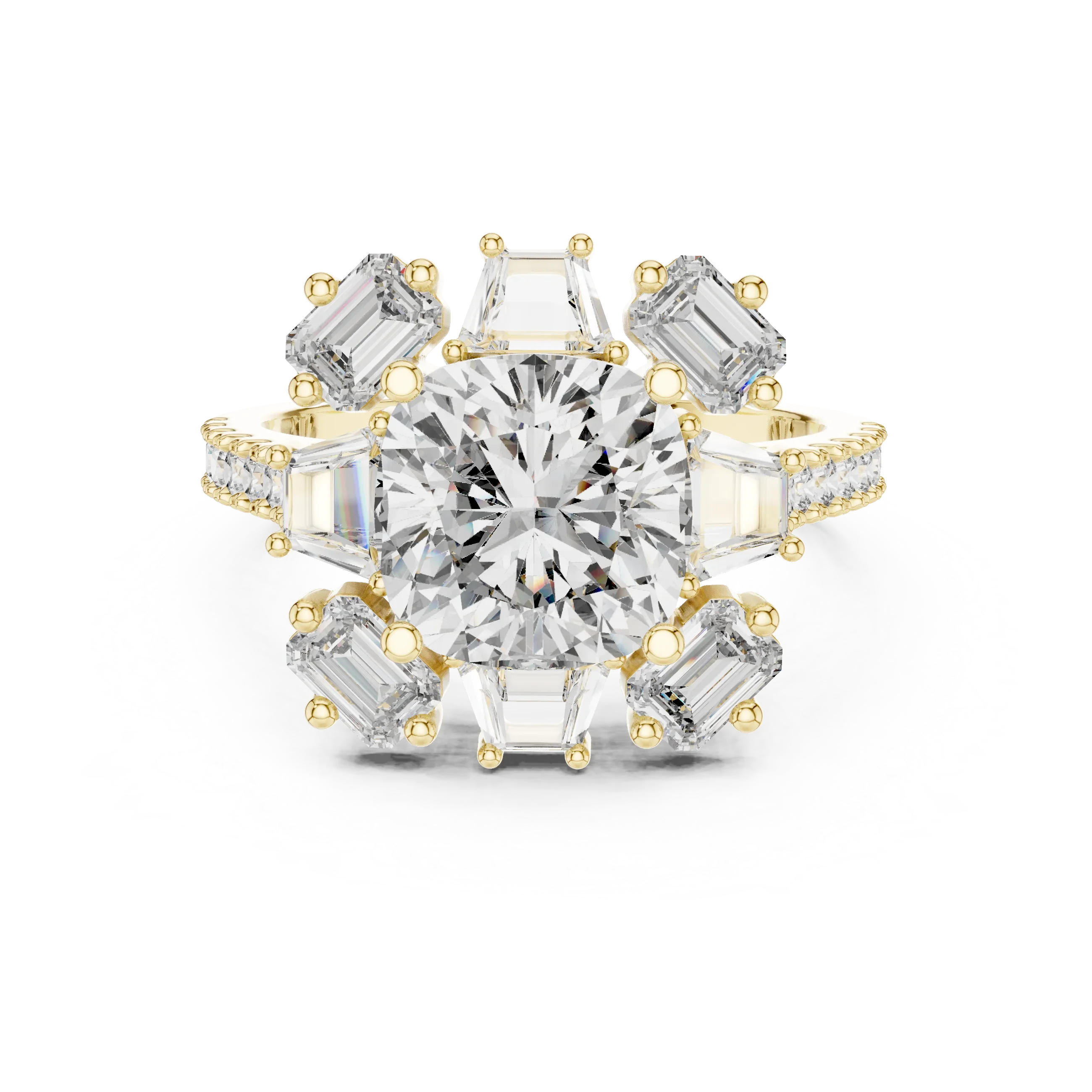 3.25 CT Floral Halo Cushion Lab Diamond Engagement Ring