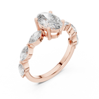 Multi-Stone Oval Moissanite D Color Engagement Ring 1.66 CT