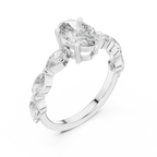 Multi-Stone Oval Moissanite D Color Engagement Ring 1.66 CT