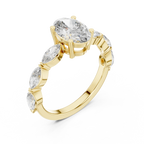 Multi-Stone Oval Moissanite D Color Engagement Ring 1.66 CT