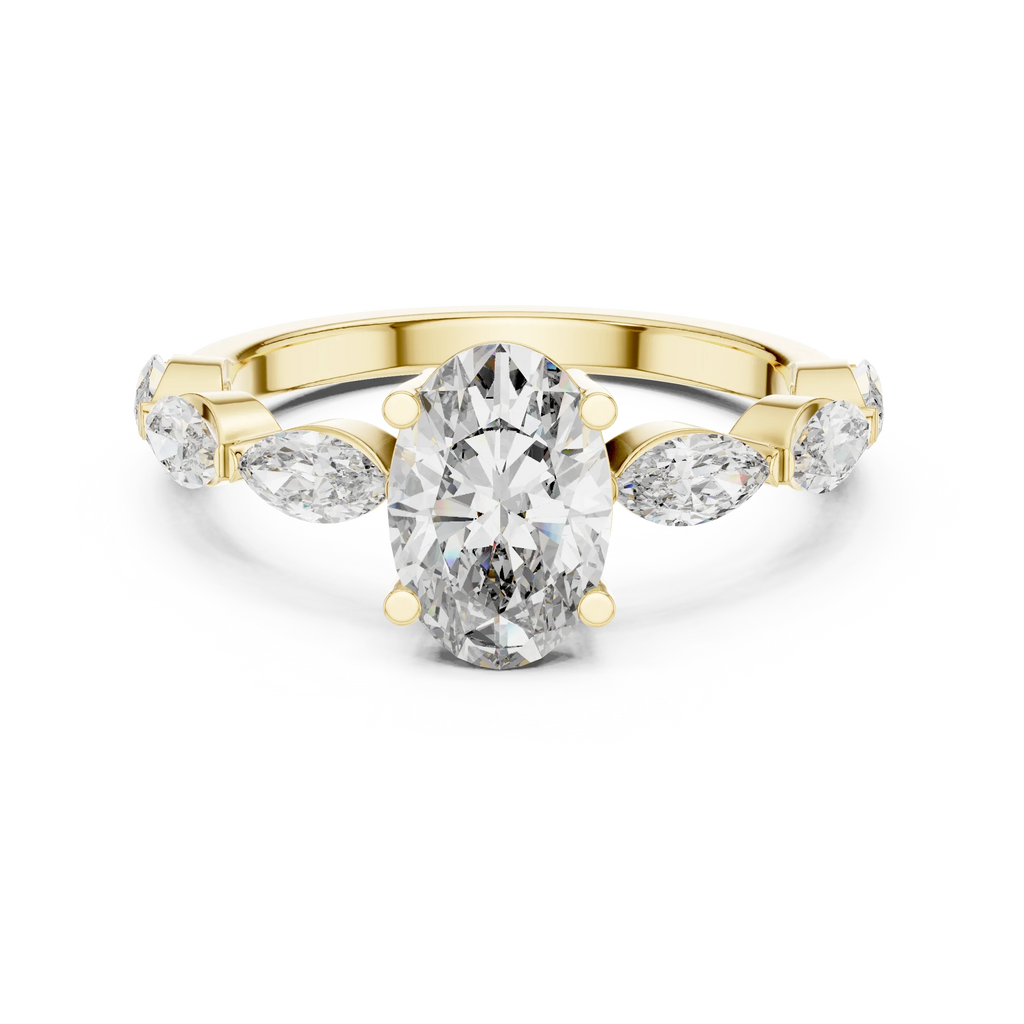 Multi-Stone Oval Moissanite D Color Engagement Ring 1.66 CT