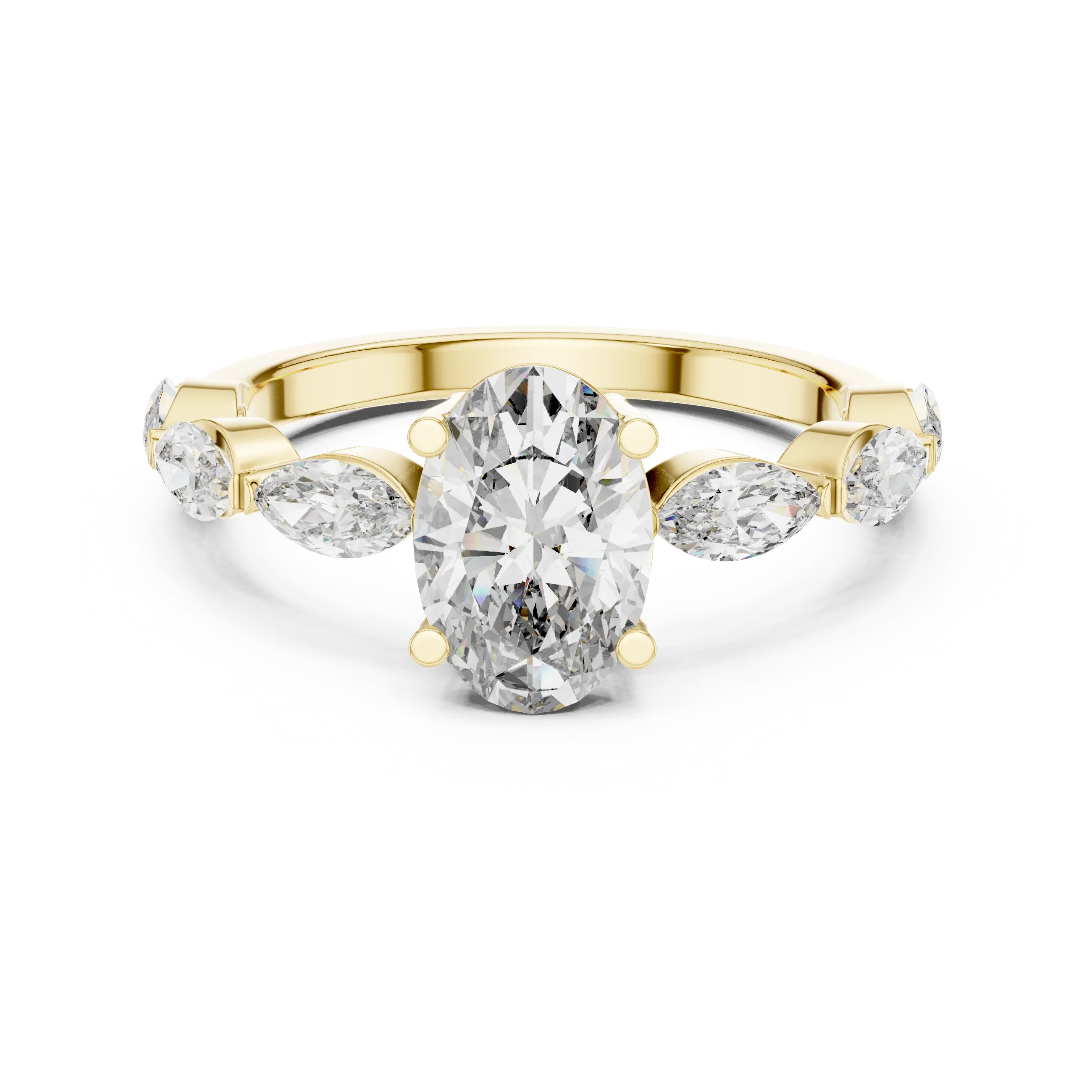 Multi-Stone Oval Moissanite D Color Engagement Ring 1.66 CT