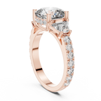 4.95 CT Cushion Lab Grown VVS White Gold Trillion Engagement Ring