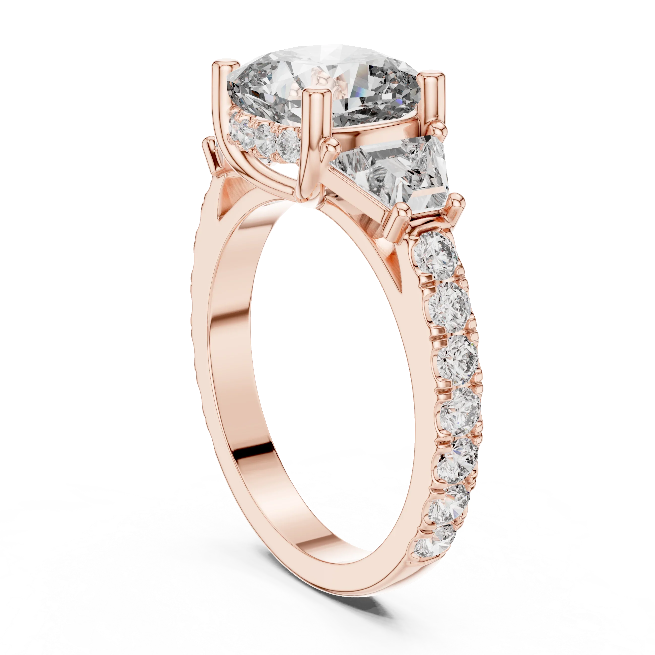4.95 CT Cushion Lab Grown VVS White Gold Trillion Engagement Ring