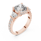 4.95 CT Cushion Lab Grown VVS White Gold Trillion Engagement Ring