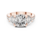 4.95 CT Cushion Lab Grown VVS White Gold Trillion Engagement Ring