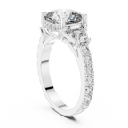 4.95 CT Cushion Lab Grown VVS White Gold Trillion Engagement Ring