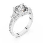 4.95 CT Cushion Lab Grown VVS White Gold Trillion Engagement Ring