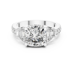 4.95 CT Cushion Lab Grown VVS White Gold Trillion Engagement Ring