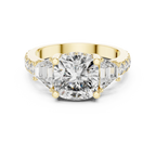 4.95 CT Cushion Lab Grown VVS White Gold Trillion Engagement Ring